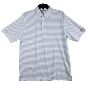 Greg Norman Polo Shirt Mens M Gray Stripe PlayDry Short Sleeve Golf Pickle Ball